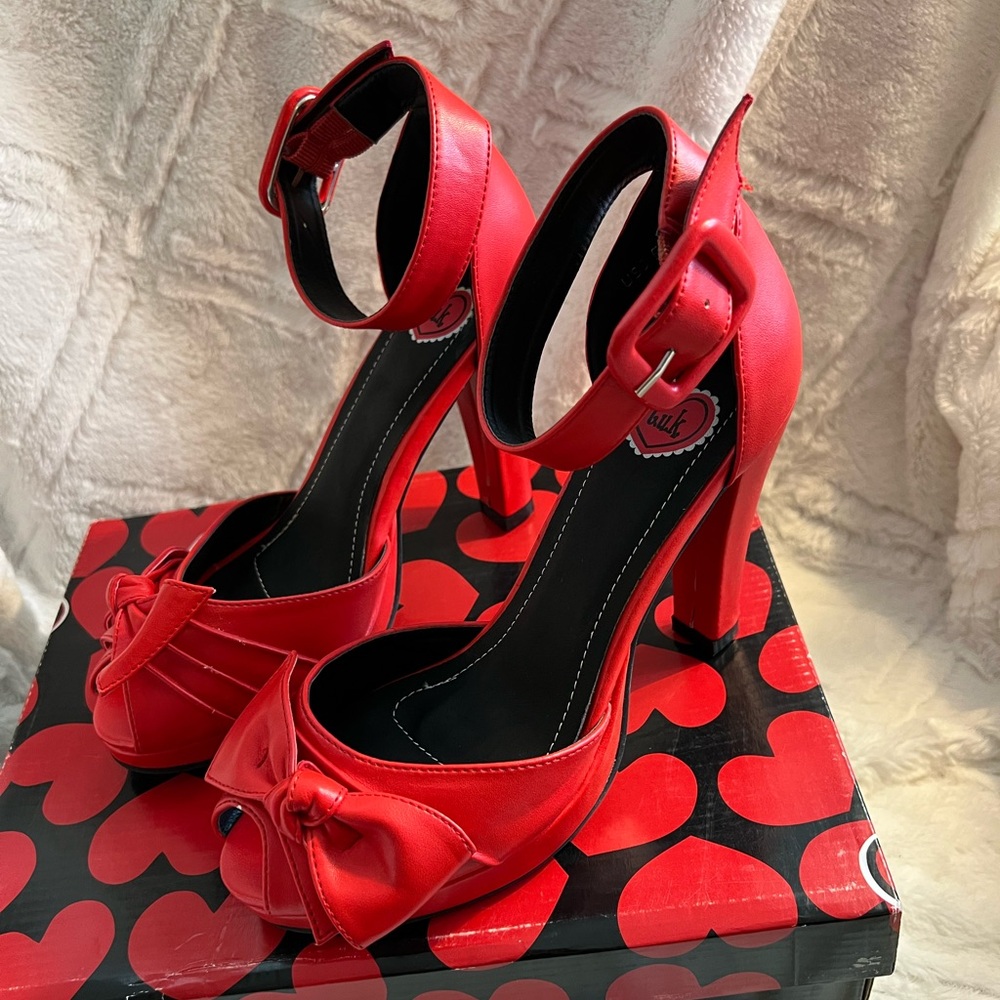 T.U.K Red Peep Toe Starlet Heels NWB Woman’s size 8